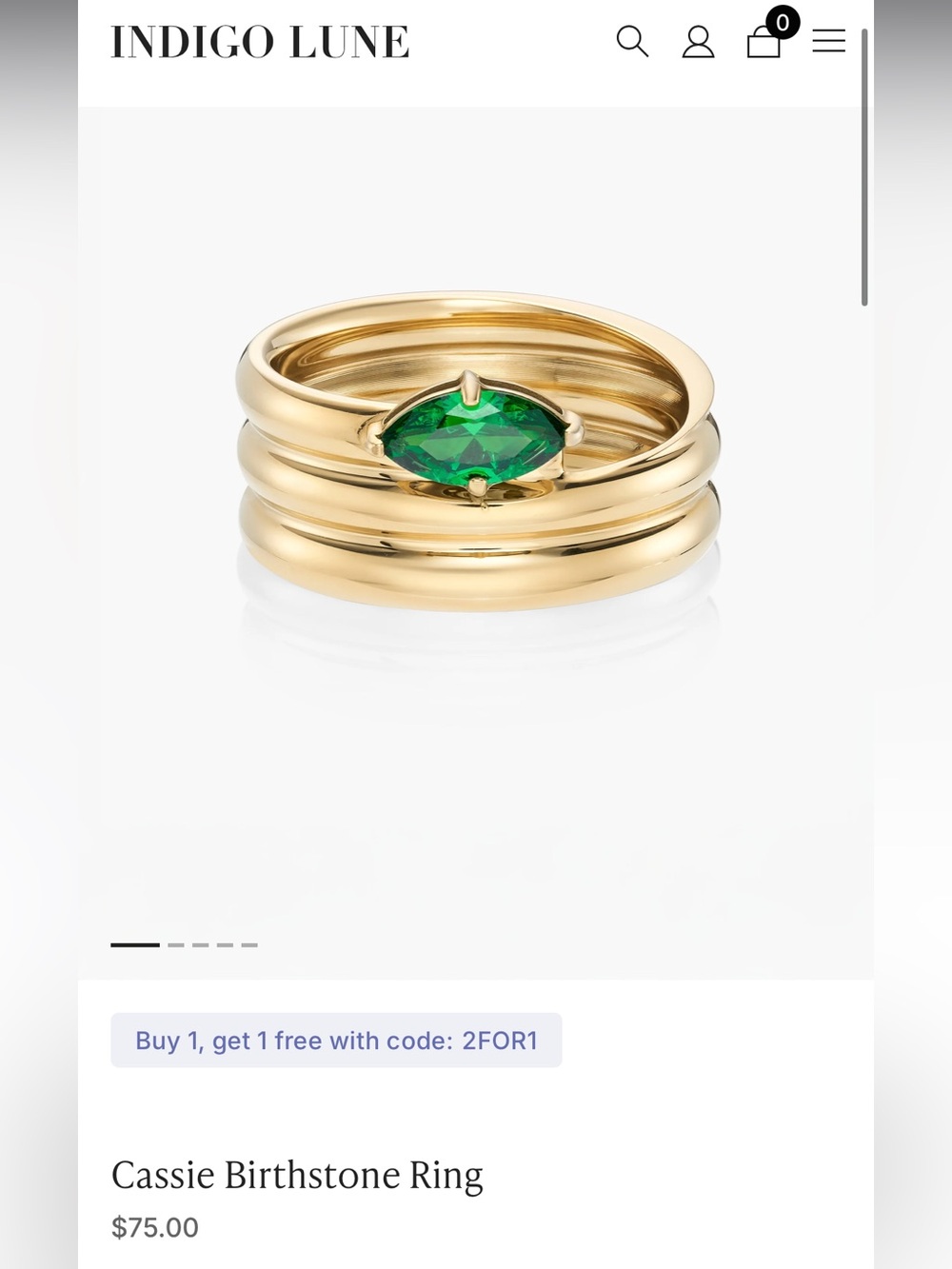 indigo lune gold plated/emerald ring bundle - Picture 10 of 12